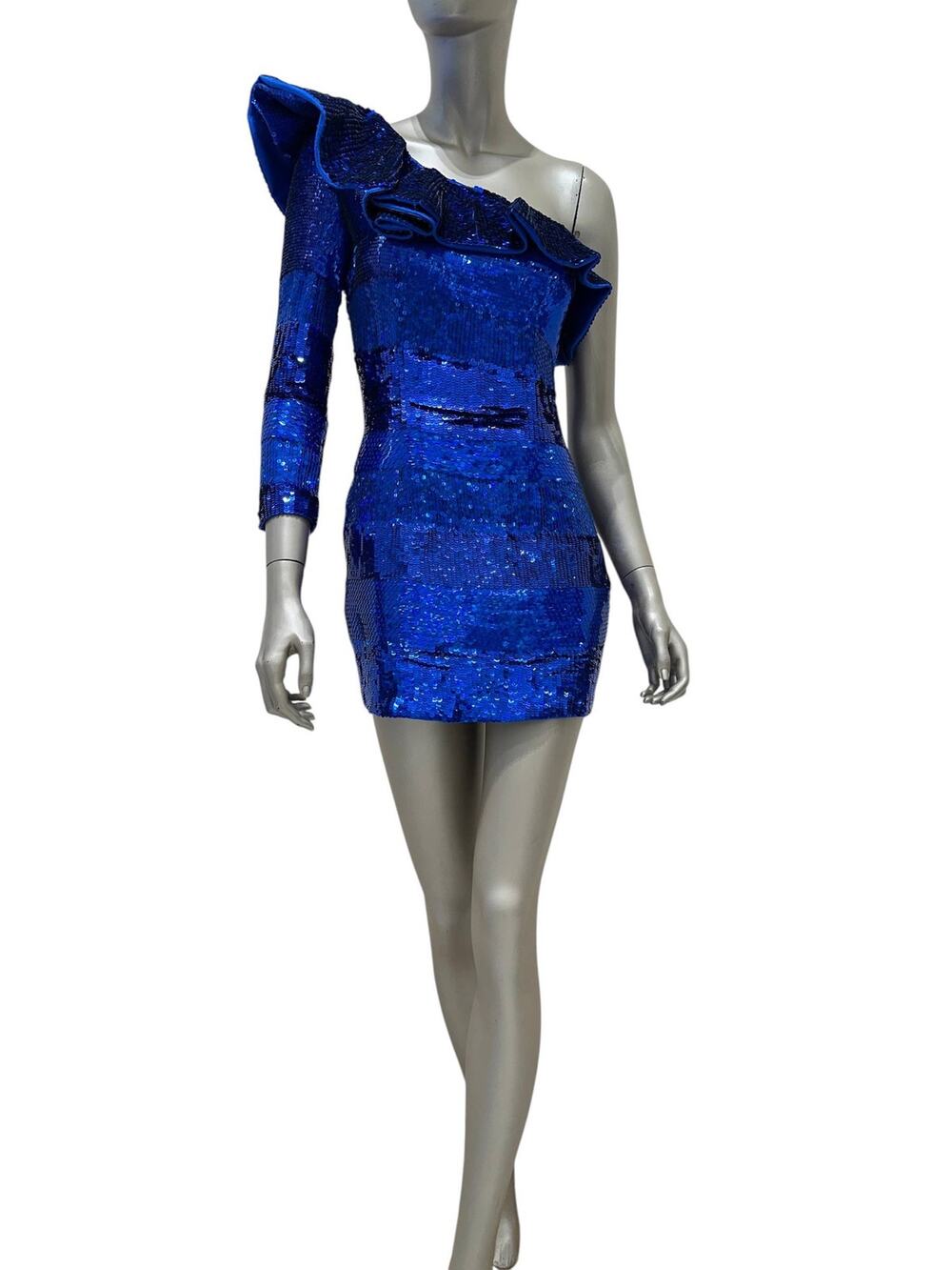 Balmain One-Shoulder Sequin Mini Dress 2009 Size 38